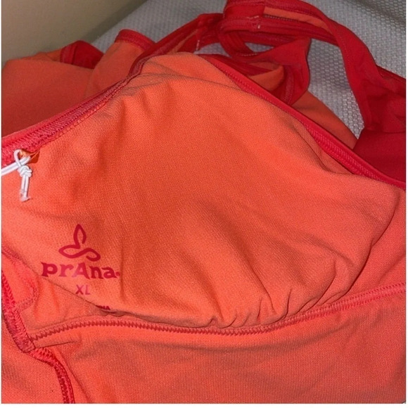 PRana women’s bathing suit xl 16 swim one piece pink orange halter cutout tassel - Picture 7 of 11